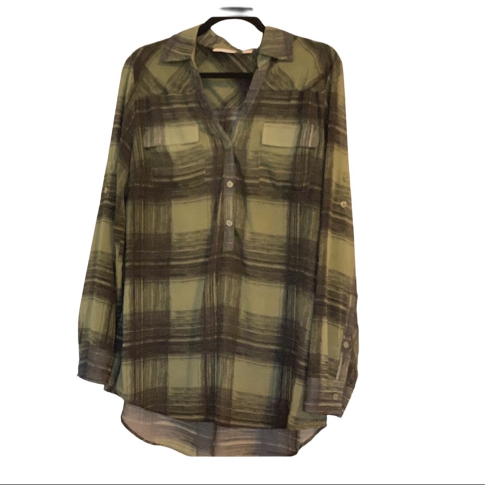 Sheer plaid Button Down